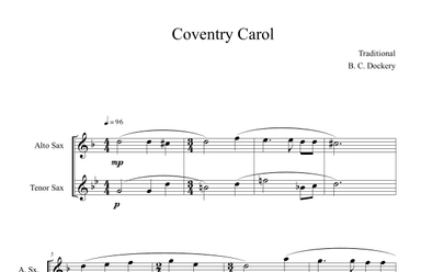 Coventry Carol (Alto and Tenor Sax Duet) (arr. B. C. Dockery)