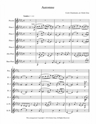 Automne for Flute Choir (Score) (arr. Emily Gray)