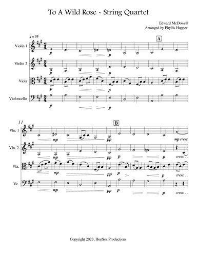 To A Wild Rose - String Quartet (arr. Phyllis Hopper)