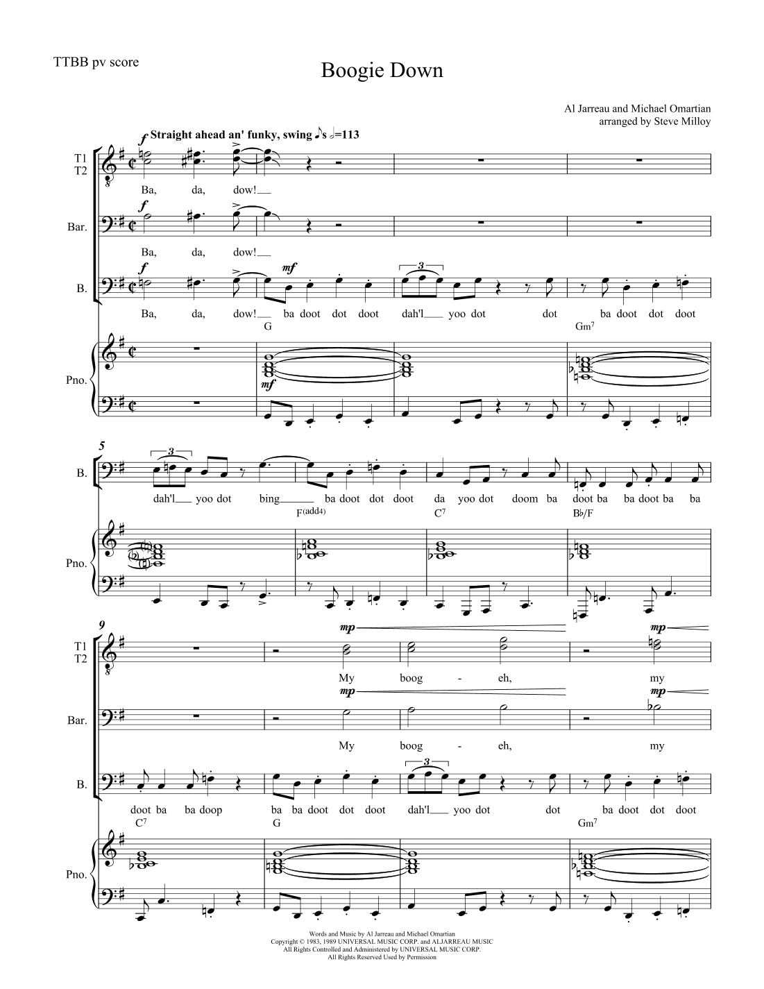 Boogie Down (arr. Steve Milloy)