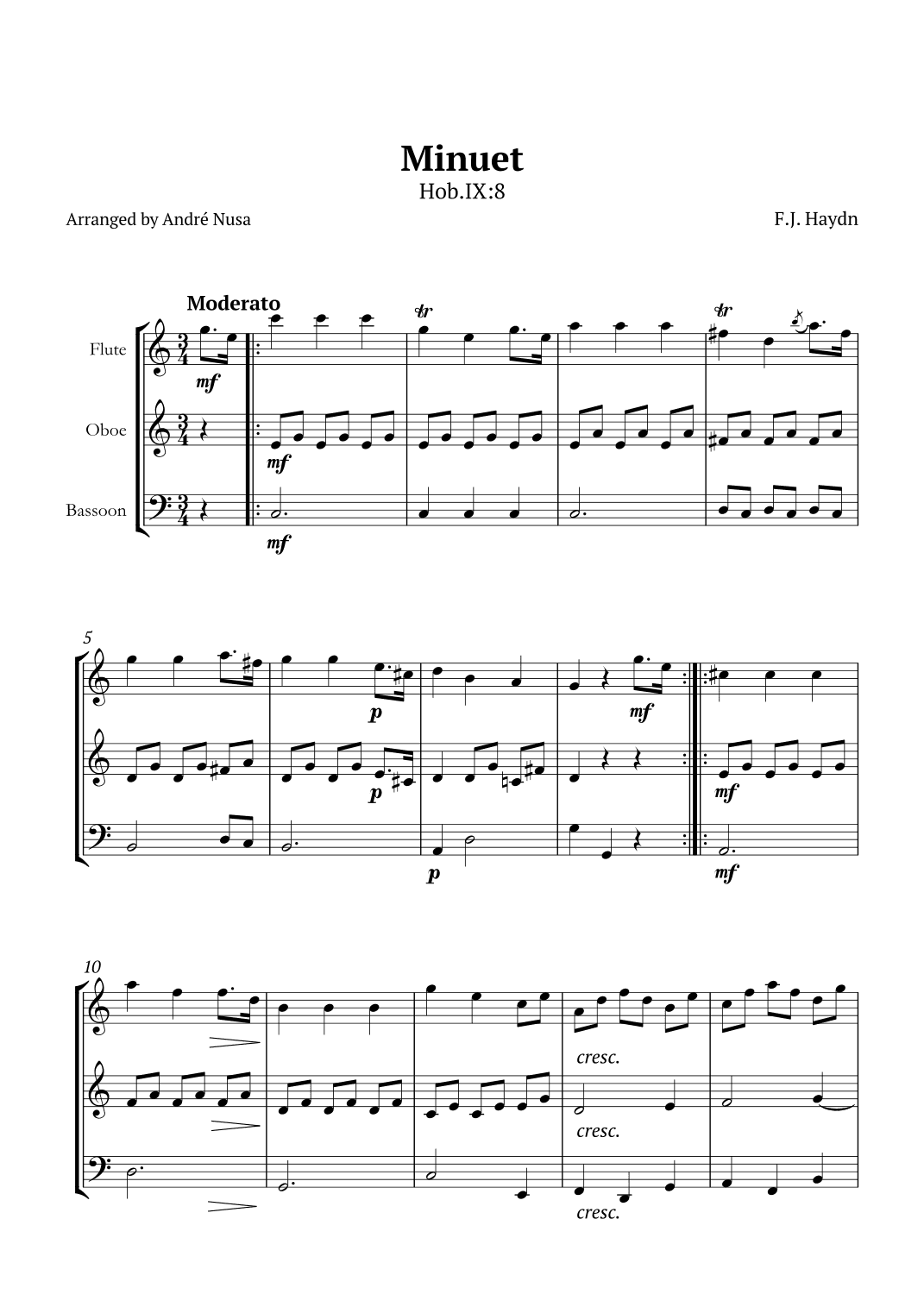 Minuet Hob IX:8 (arr. André Nusa)