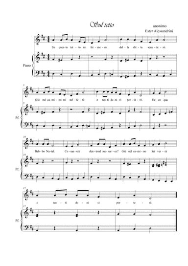 Sul tetto. Voce e piano (arr. Ester Alessandrini)