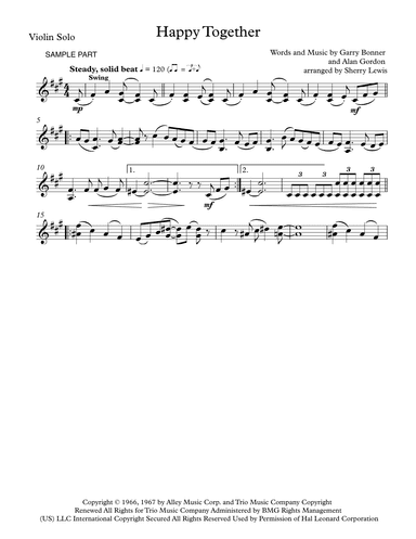 Happy Together (arr. Sherry Lewis)