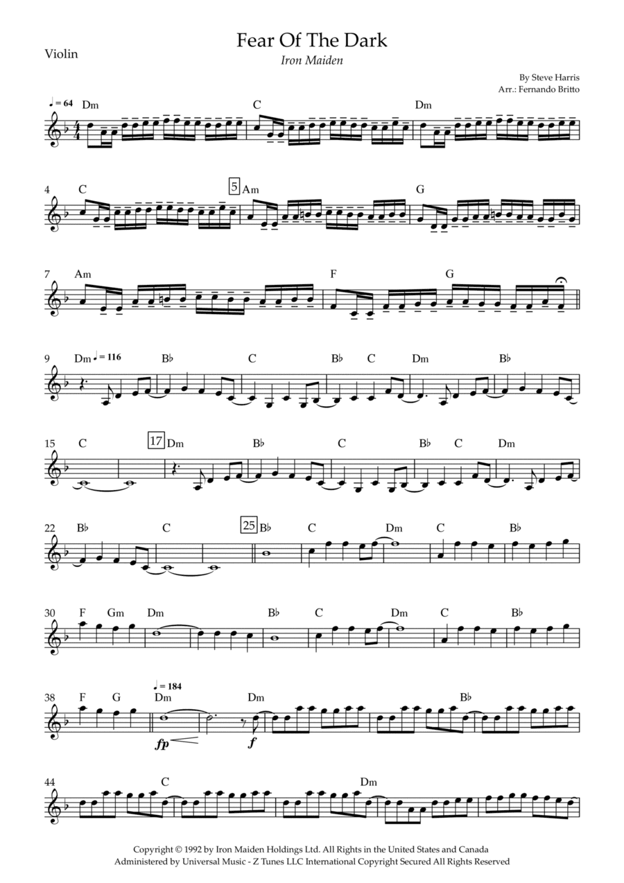 Fear Of The Dark (arr. Fernando Britto)