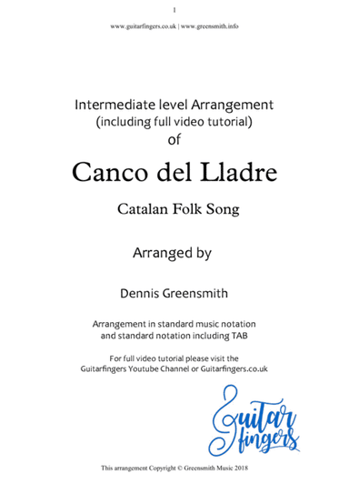 Canco del Lladra Catalan Folk Song (arr. Dennis Greensmith)