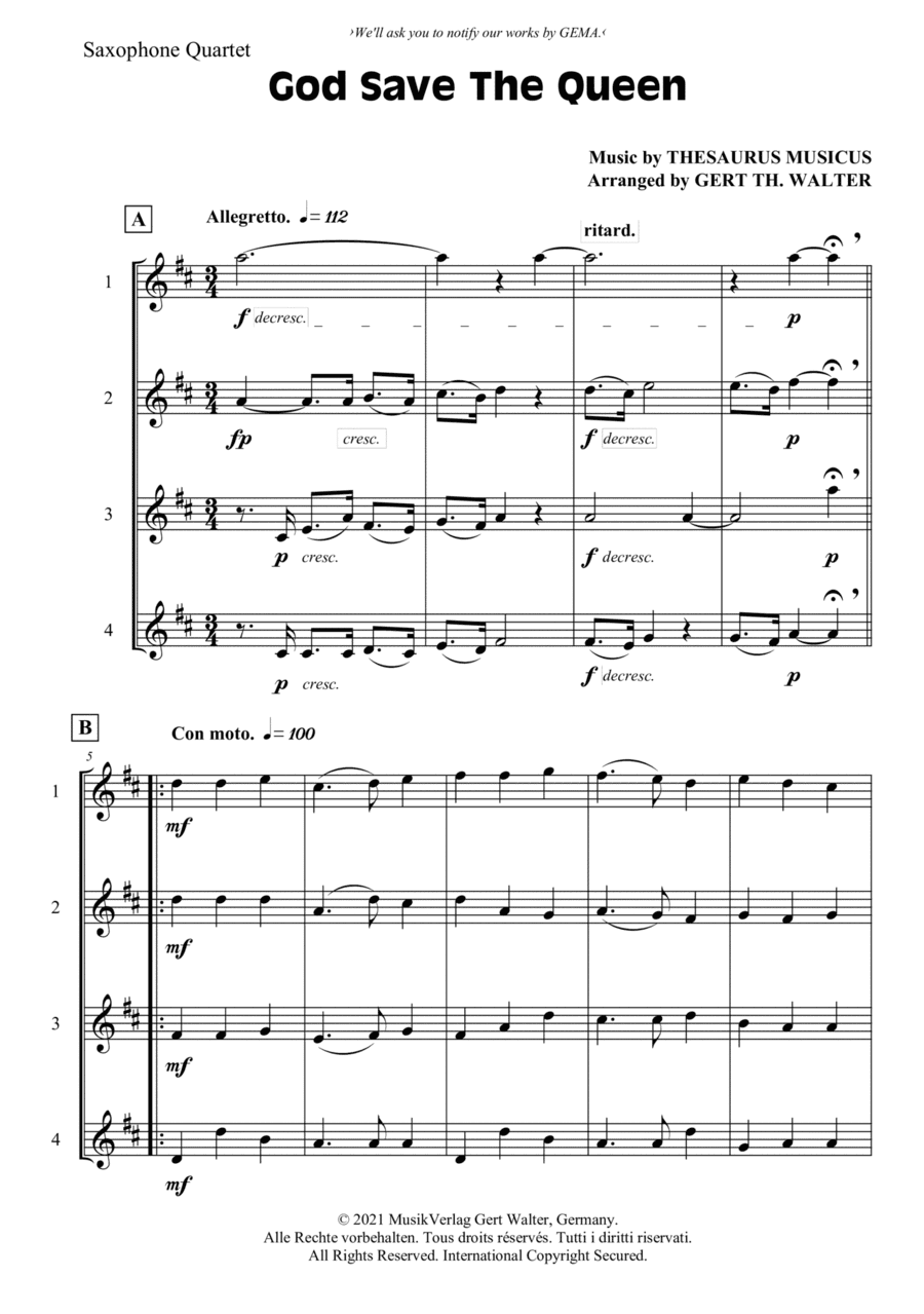 God Save The Queen (arr. Gert Th. Walter)