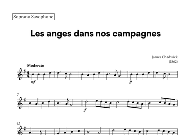 Les anges dans nos campagnes (for Soprano Saxophone) (arr. Cadenza Editions)