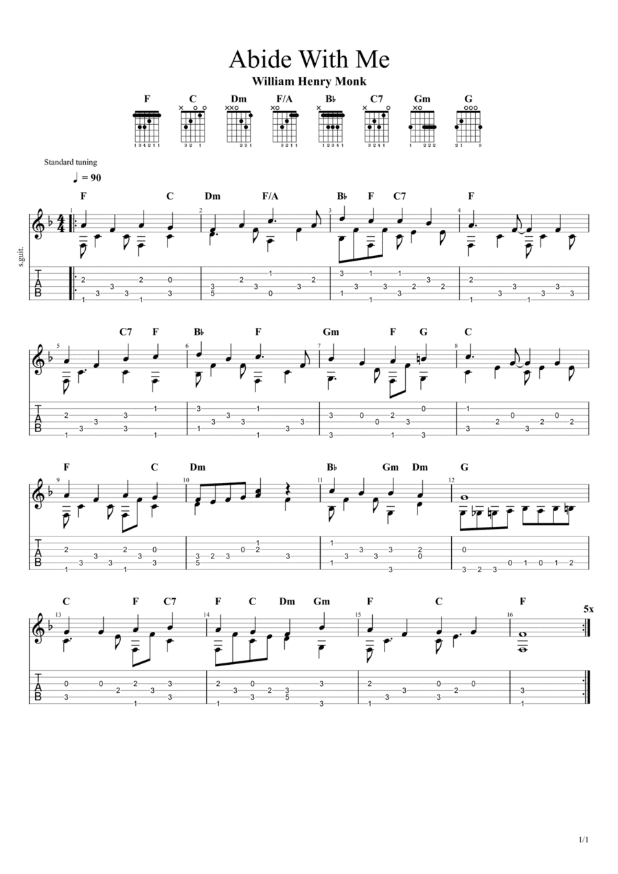 Abide With Me (Fast Falls the Eventide) (Solo Fingerstyle Guitar Tab) (arr. Chris Richter)