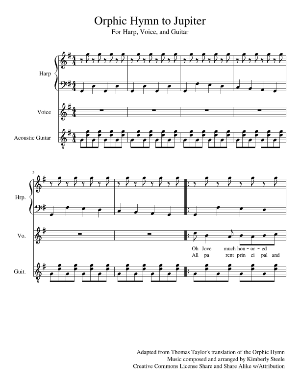 Orphic Hymn to Jupiter for Harp, Voice, and Guitar