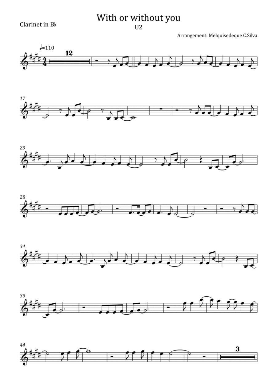 With Or Without You (arr. Melquisedeque C.Silva)