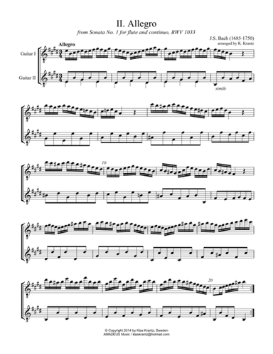 Allegro BWV 1033 for guitar duo (arr. K. Krantz)