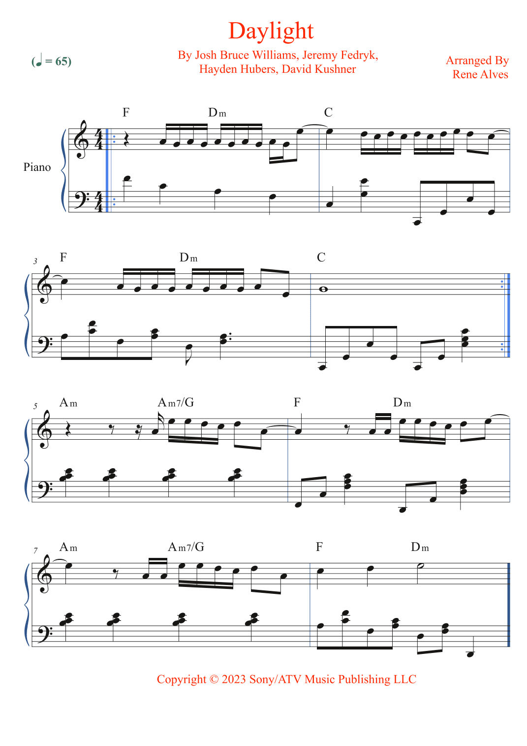 Daylight (arr. Rene Alves)