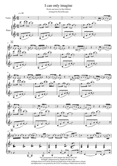 I Can Only Imagine (arr. David Kocijan)
