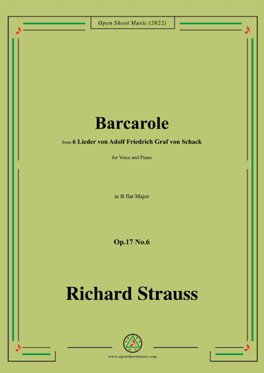 Richard Strauss-Barcarole,in B flat Major,Op.17 No.6 (arr. OSM Press)