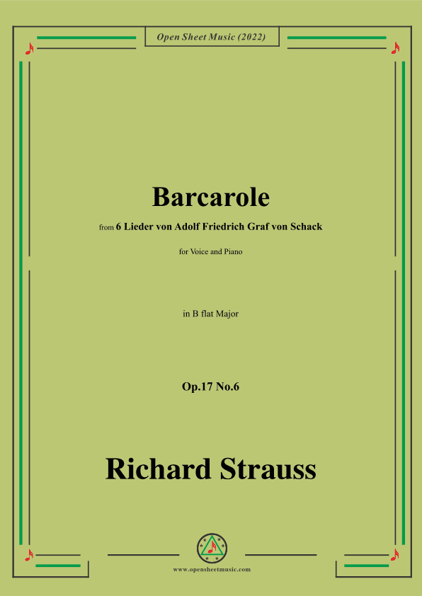 Richard Strauss-Barcarole,in B flat Major,Op.17 No.6 (arr. OSM Press)