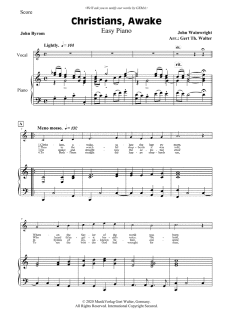 Christians, Awake, Salute The Happy Morn (arr. Gert Th. Walter)