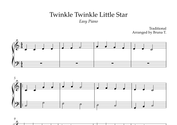Twinkle Twinkle Little Star (Kids' Piano) (arr. Bruna T.)