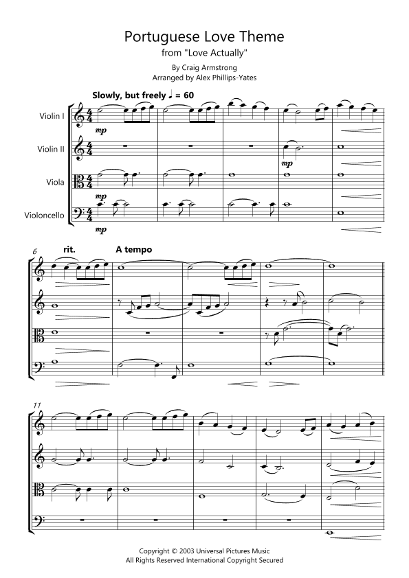 Portuguese Love Theme (arr. Alex Phillips-Yates)