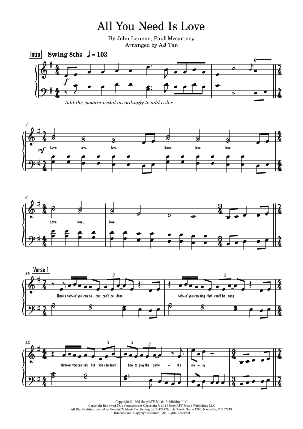 All You Need Is Love (arr. AJ Tan)