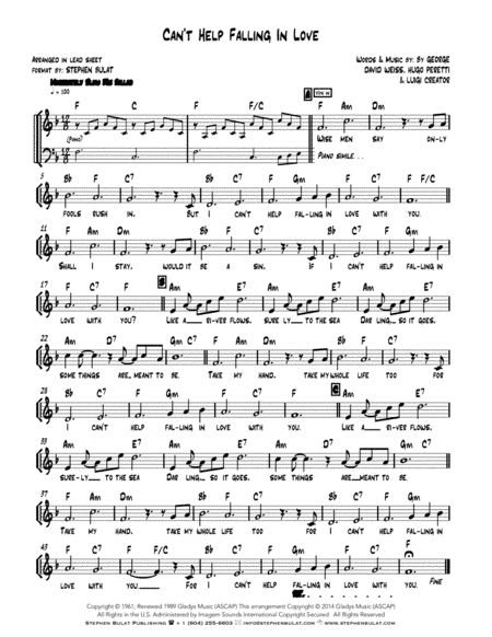 Can't Help Falling In Love (arr. Stephen Bulat)