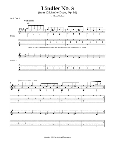 Ländler No. 8 (from 12 Ländler Duets, Op. 92) (arr. A. J. Cornell Publications)