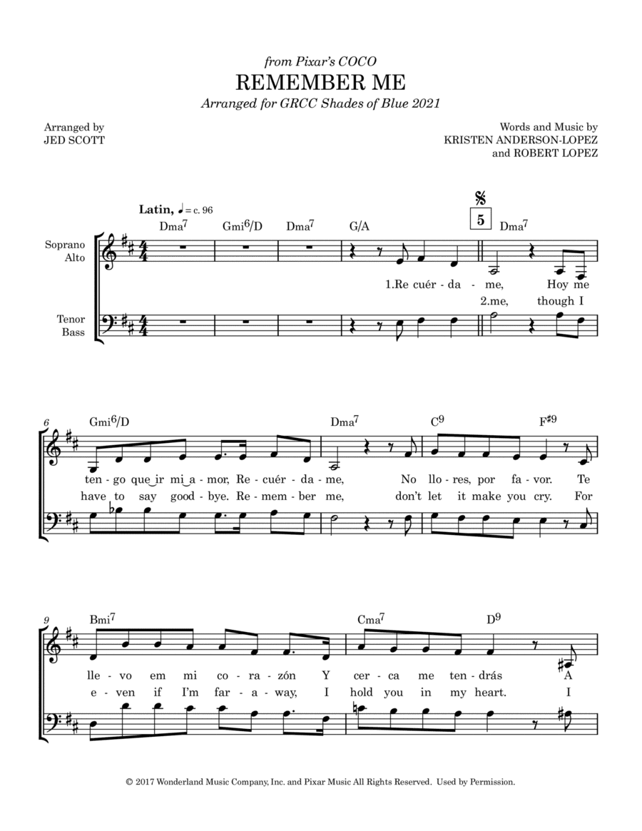 Remember Me (ernesto De La Cruz) (arr. Jed Scott)