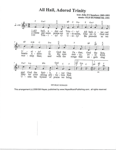 All Hail Adored Trinity - leadsheet in 9/8 (arr. Arranged by:  Bill Hayes)