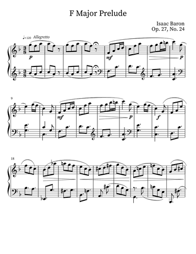 Prelude in F Major Op. 27, No. 24