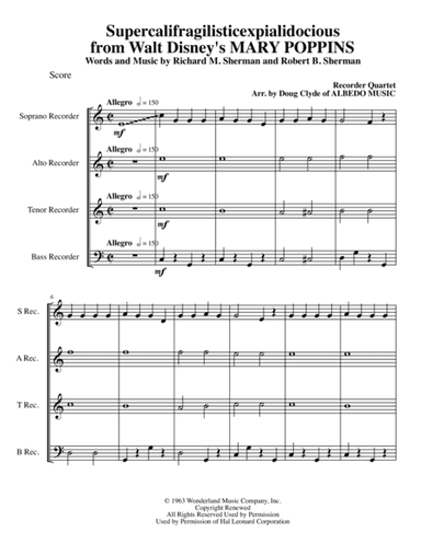 Supercalifragilisticexpialidocious from Walt Disney's MARY POPPINS (arr. Doug Clyde)