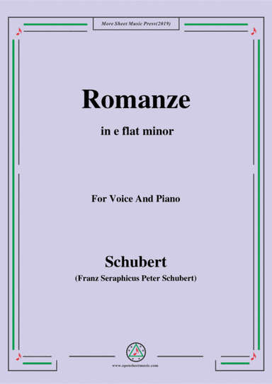 Schubert-Romanze,from 'the play Rosamunde',in e flat minor,Op.26,for Voice and Piano (arr. MSM)
