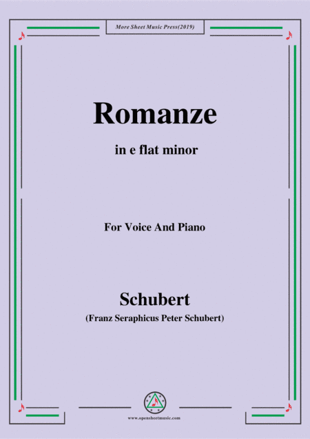 Schubert-Romanze,from 'the play Rosamunde',in e flat minor,Op.26,for Voice and Piano (arr. MSM)