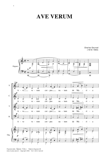AVE VERUM - SATB and Organo -  C. GOUNOD