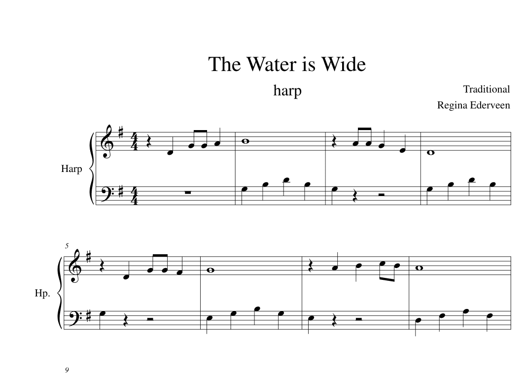 The Water is Wide - lever harp beginner