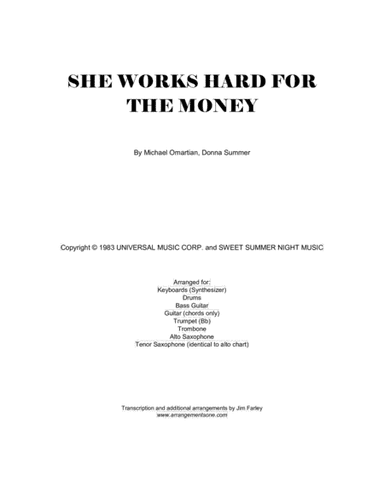 She Works Hard For The Money (arr. Jim Farley www.arrangementsone.com)