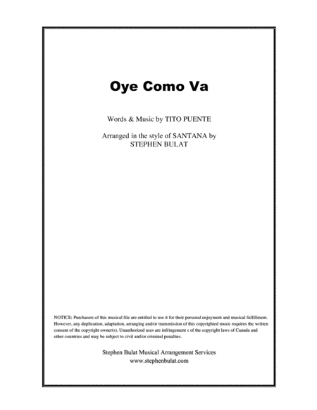 Oye Como Va (arr. Stephen Bulat)