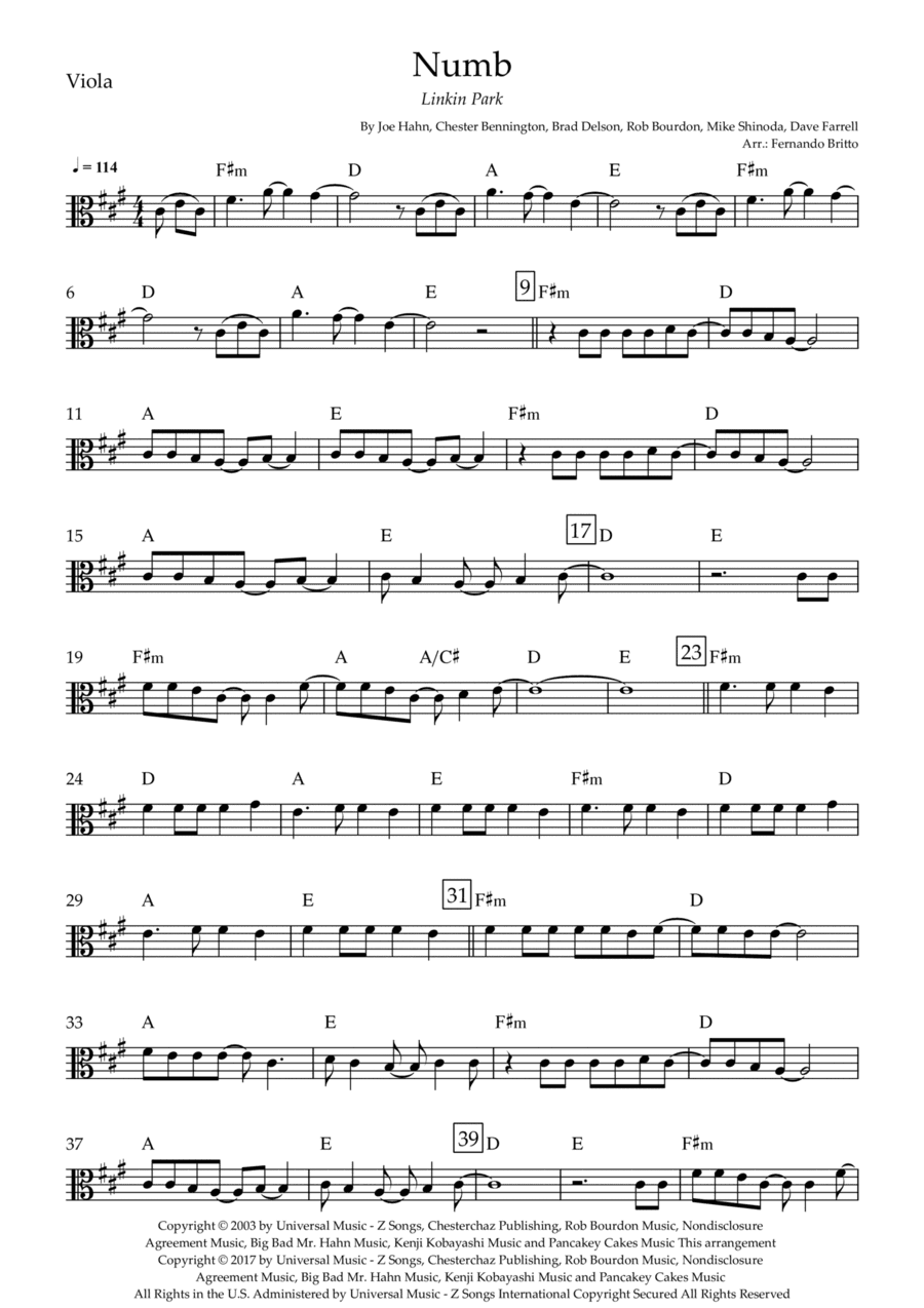 Numb (arr. Fernando Britto)