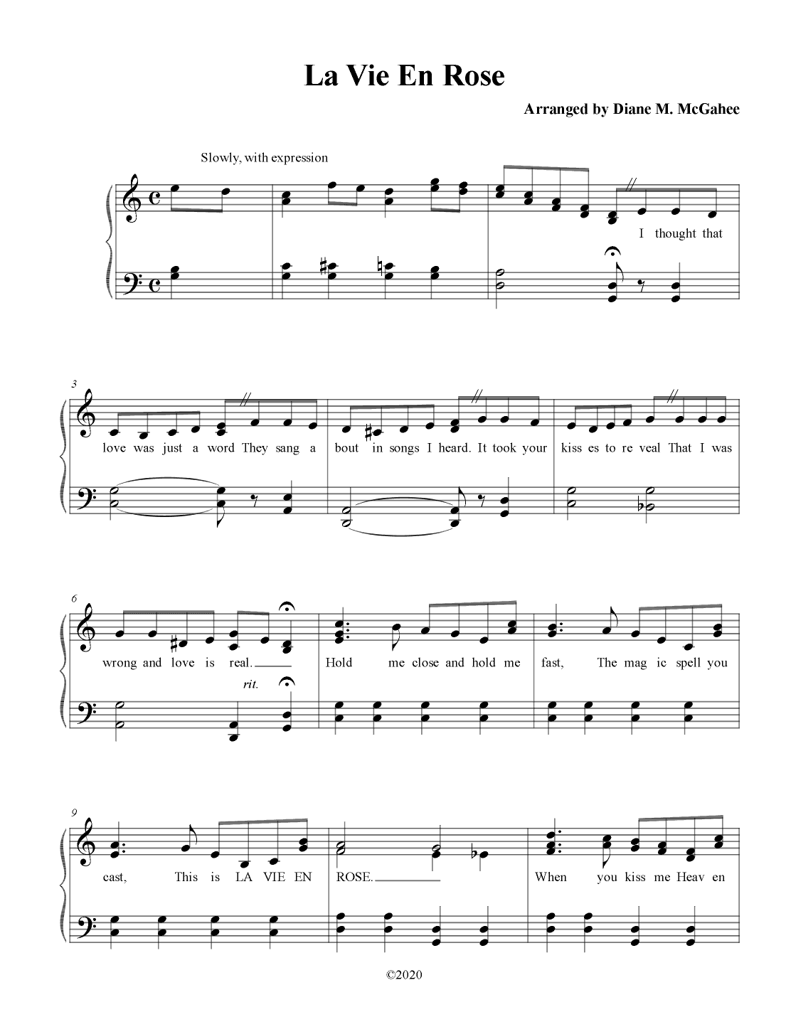 La Vie En Rose (arr. Arranged by Diane M. McGahee)