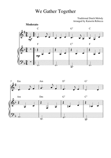 We Gather Together (Bb clarinet solo and piano accompaniment) (arr. Kaiserin Rebecca)