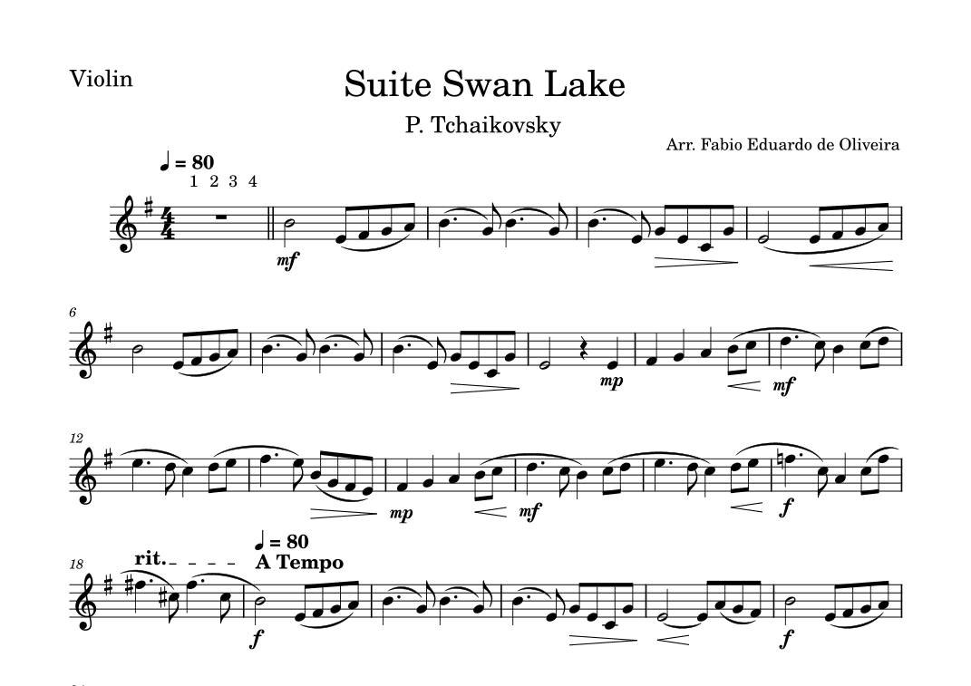 Swan Lake (Tchaikovsky) - Easy Arrangement (arr. Fabio Eduardo de Oliveira)