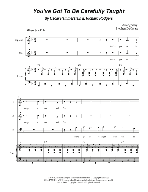 You've Got To Be Carefully Taught (arr. Stephen DeCesare)