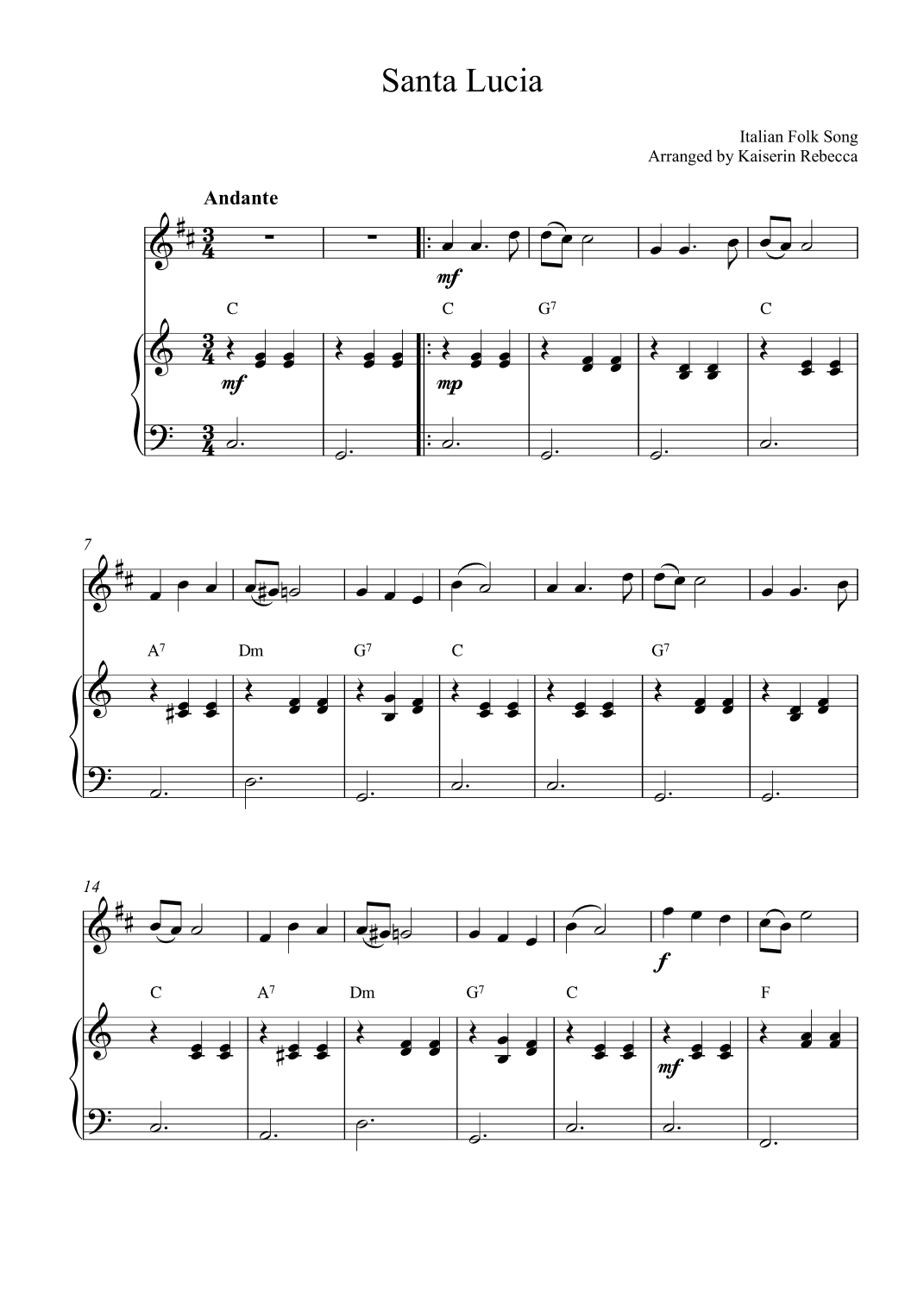 Santa Lucia (arr. Kaiserin Rebecca)