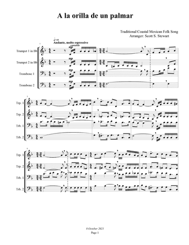 A la orilla de un palmar (Brass Quartet) (arr. Scott S. Stewart)