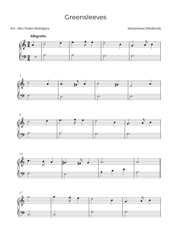 Greensleeves (arr. Alex Nunes Rodrigues)