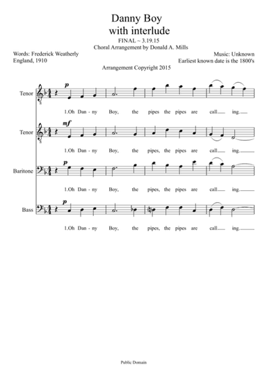 Danny Boy (arr. Donald A. Mills (aka Beachtanned))