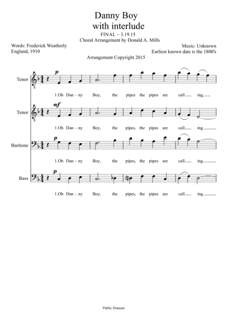 Danny Boy (arr. Donald A. Mills (aka Beachtanned))