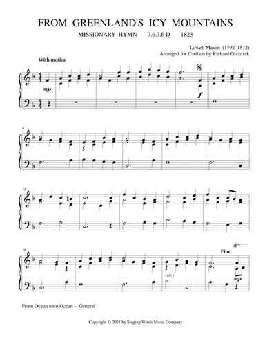 From Greenland's Icy Mountains (MISSIONARY HYMN) (arr. Richard Giszczak)