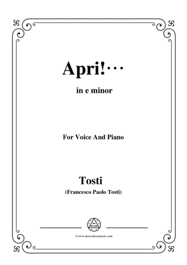 Tosti-Apri! in e minor,for Voice and Piano (arr. MSM)