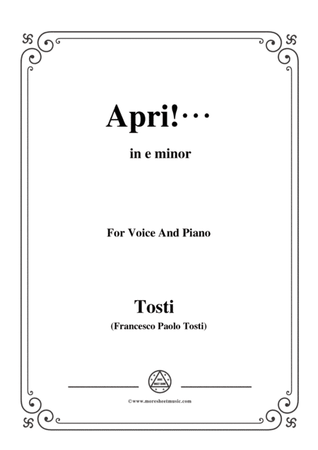 Tosti-Apri! in e minor,for Voice and Piano (arr. MSM)