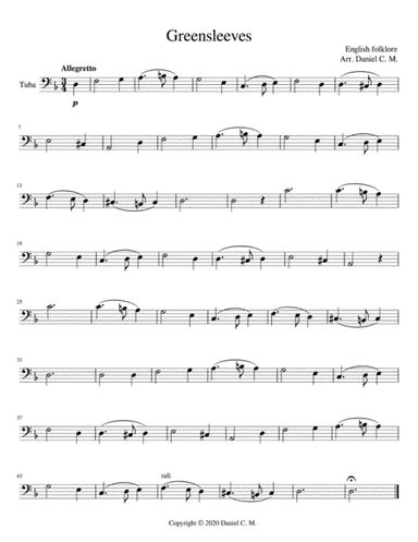 Greensleeves for tuba and piano (arr. Daniel C. M.)