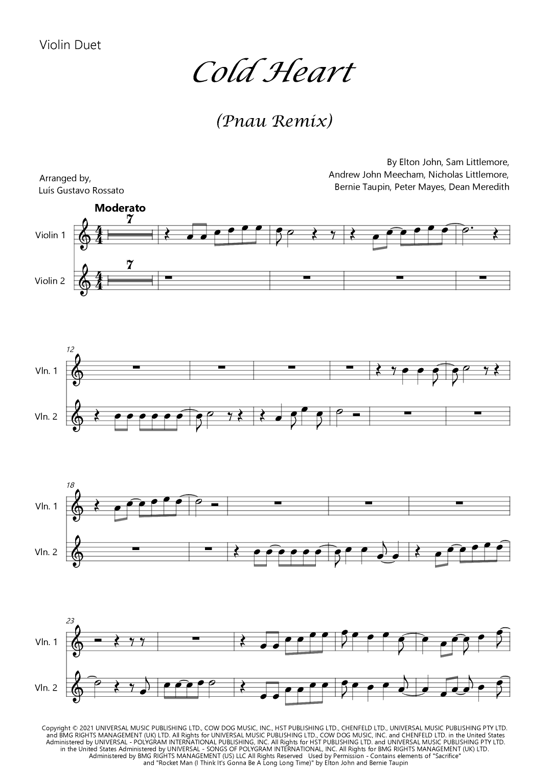 Cold Heart (pnau Remix) (arr. Luís Gustavo Rossato)
